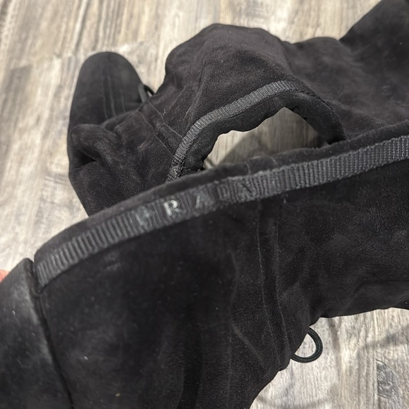 Prada Sport Black Suede Wedge Tall Shearling Leather Boots Size 38 - Picture 8 of 14